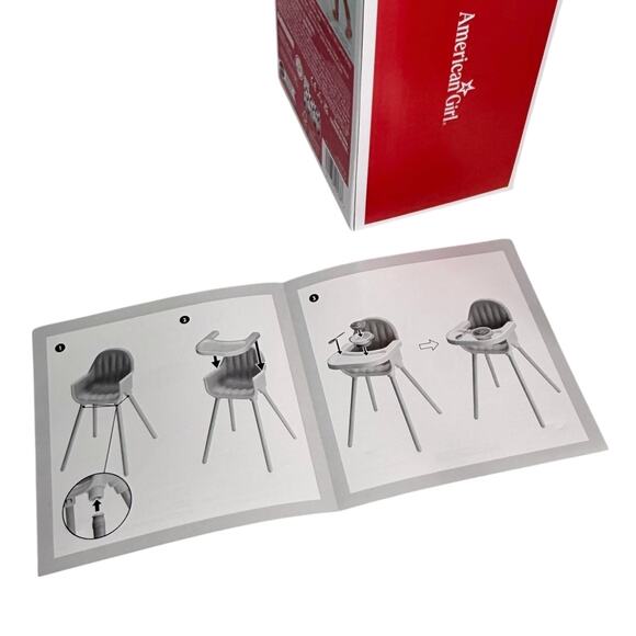 American Girl Little Bitty Baby High Chair Set Tray Food Bottle Bib Bowl Spoon - Picture 6 of 8